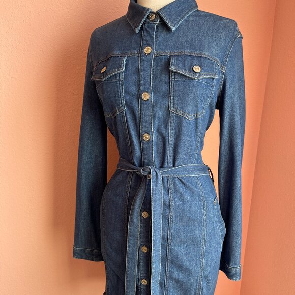 7 For All Mankind Button Down Jean Dress NWT Size Large MSRP $279 - Picture 1 of 2
